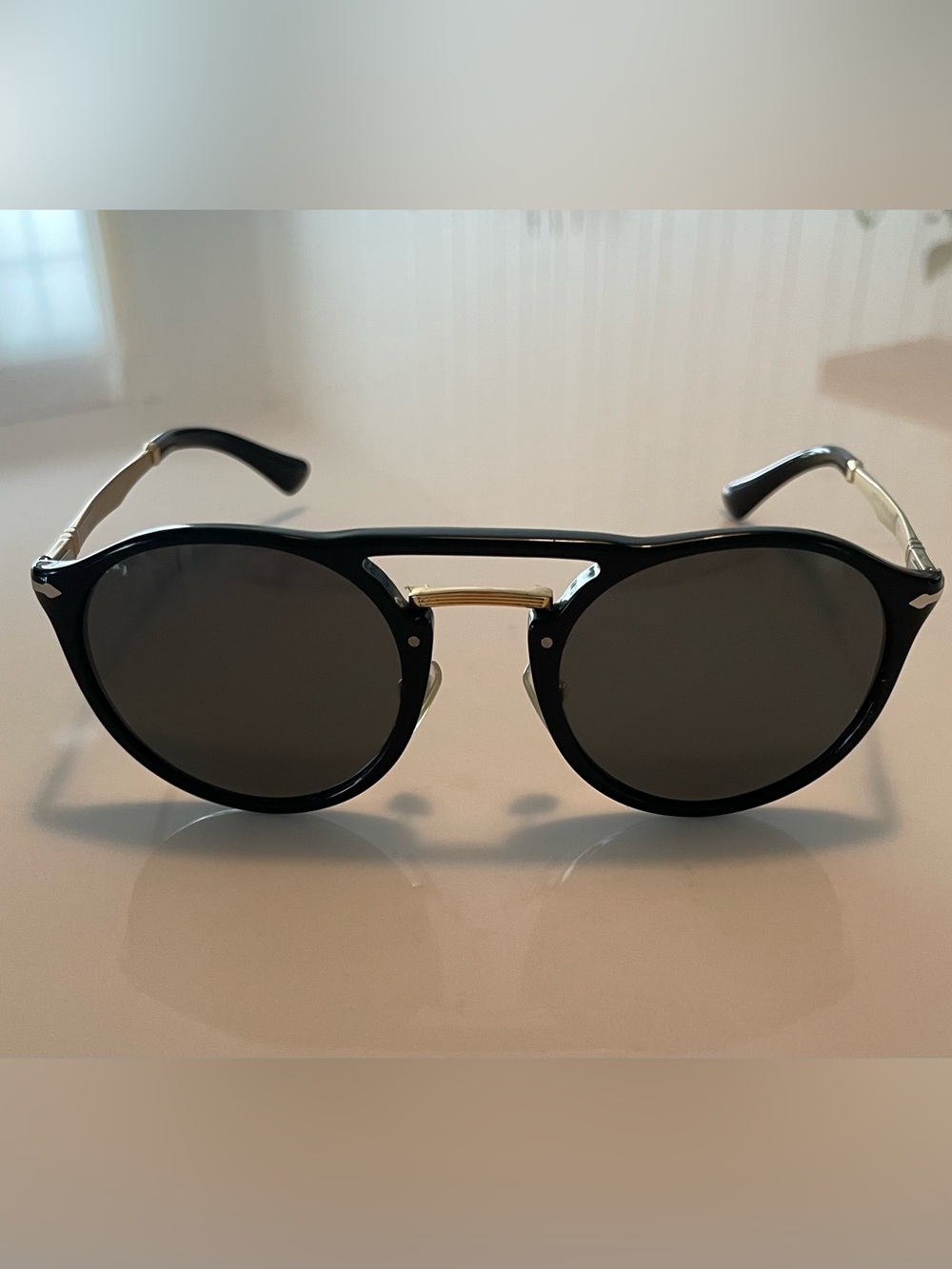 Persol 3264s - Black Sunglasses with Gold Bridge - Picture 3 of 10